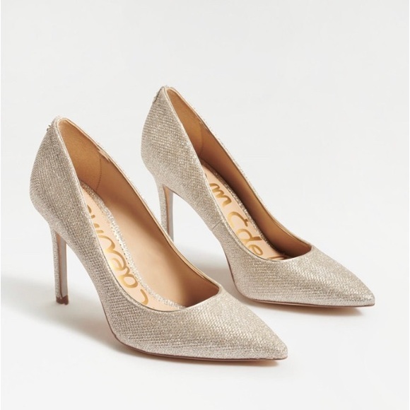 SAM EDELMAN: HAZEL POINTED TOE HEEL, LIGHT GOLD MESH - Picture 5 of 14